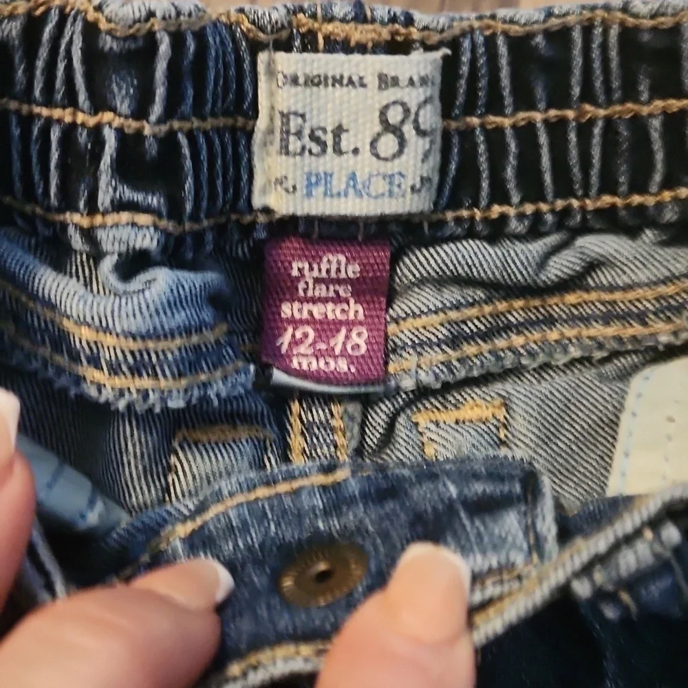 Denim Jeans (2 Pair) Toddler Girls  Size 12 12-18 mo Dark/Light Wash Ruffles
